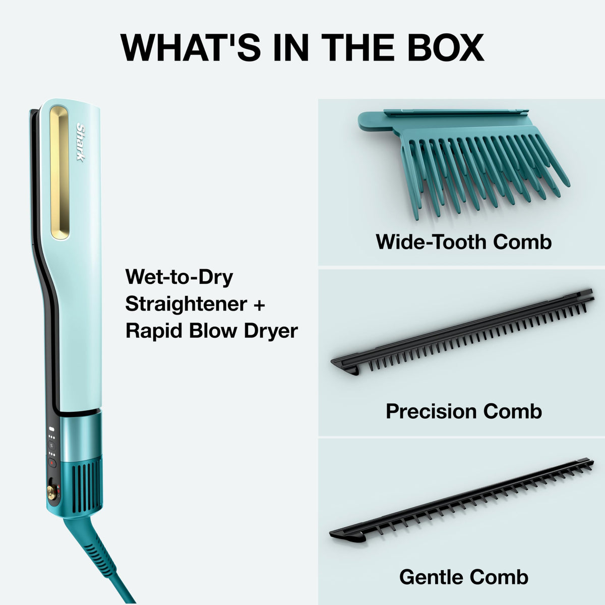 Shark SilkiPro Air Straightener & Blow Dryer, Flat Iron, Turquoise, HT400BL