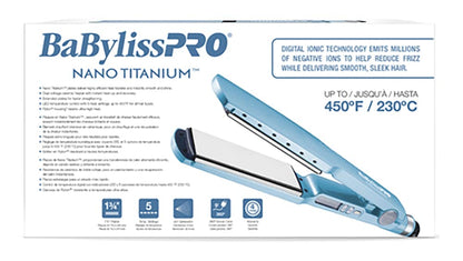 BabylissPRO Nano Titanium Ionic Hair Straightener, Professional Flat Iron for All Hair Types