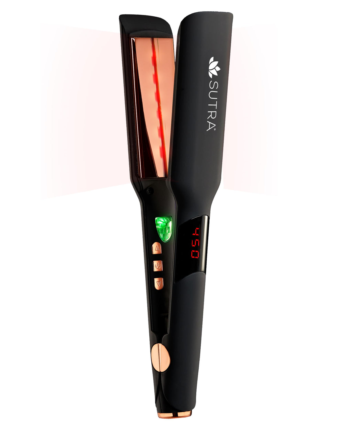 Sutra Professional IR2 Flat Iron - Ionic Infrared Hair Straightener with Adjustable Temperature, Auto Shut-Off & Swivel Cord - Straight Iron for Straightening Hair - Rose Gold Titanium Plate