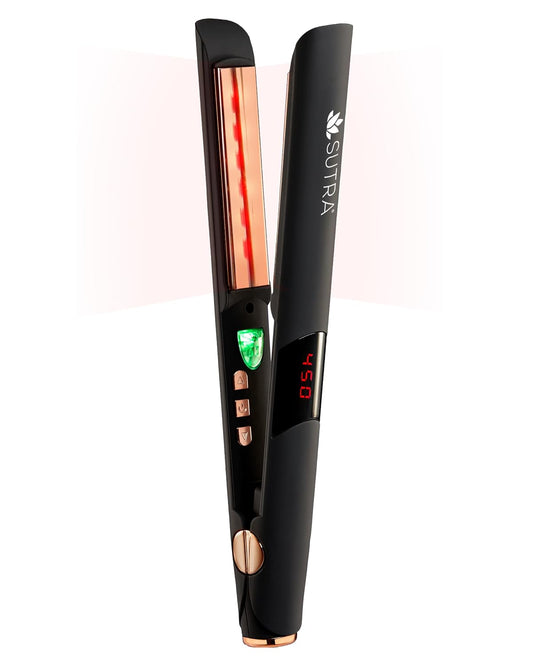 Sutra Professional IR2 Flat Iron - Ionic Infrared Hair Straightener with Adjustable Temperature, Auto Shut-Off & Swivel Cord - Straight Iron for Straightening Hair - Rose Gold Titanium Plate