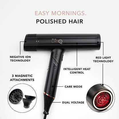⁠SRILabs DryQ Infrared Hair Dryer - Red Light, Frizz Control, Dual Voltage