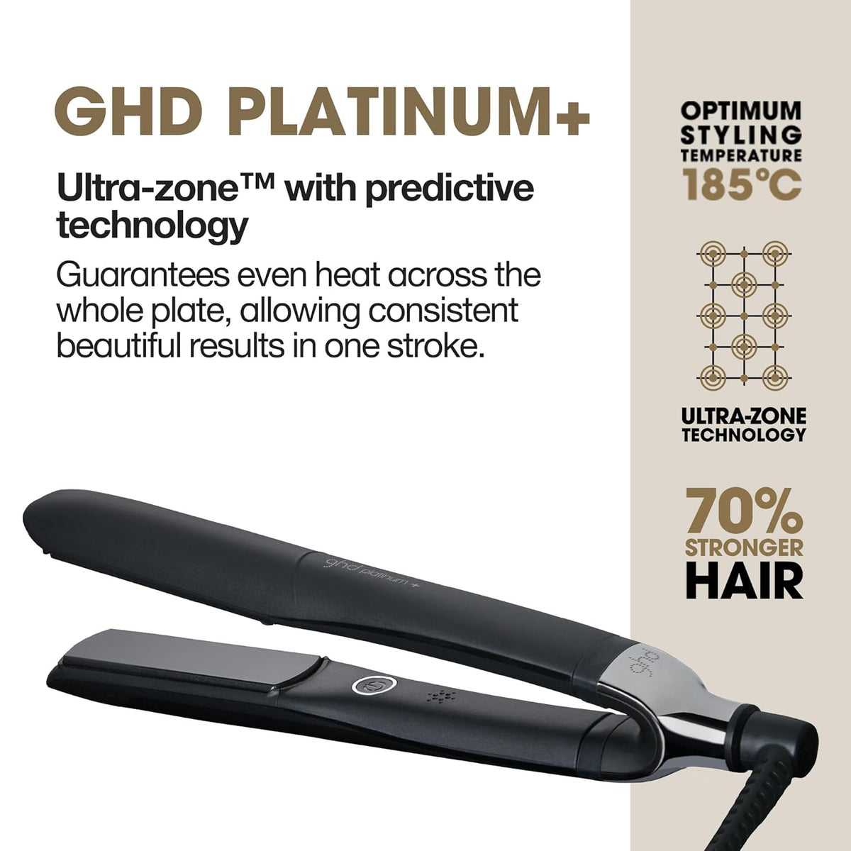 ghd Platinum+ Styler ― 1" Flat Iron Hair Straightener, Professional Ceramic Hair Styling Tool for Stronger Hair, More Shine, & More Color Protection