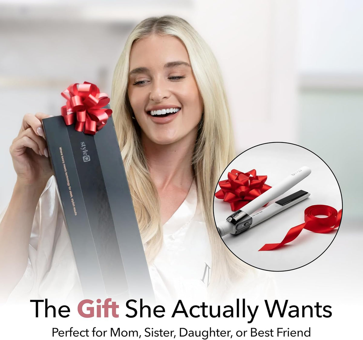 SRILabs StyleQ Flat Iron - Red Light Therapy, Titanium Graphene Plates