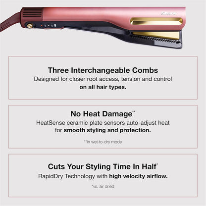 Shark SilkiPro Air Straightener & Blow Dryer, Flat Iron, Rose, HT400PK