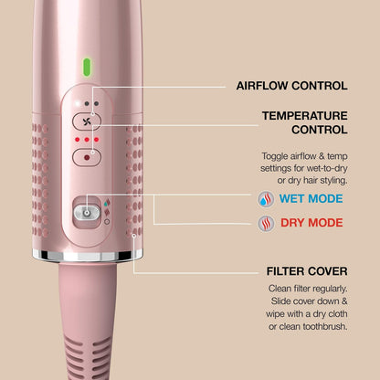 Shark Glossi 2-in-1 Hot Tool & Air Glosser, Lychee Pink, HT302PK