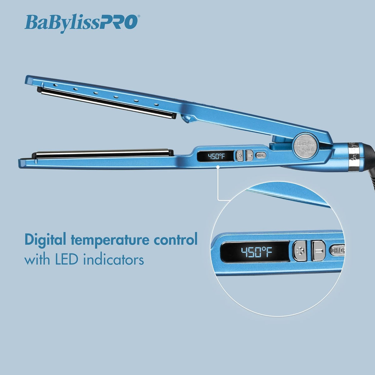 BabylissPRO Nano Titanium Ionic Hair Straightener, Professional Flat Iron for All Hair Types