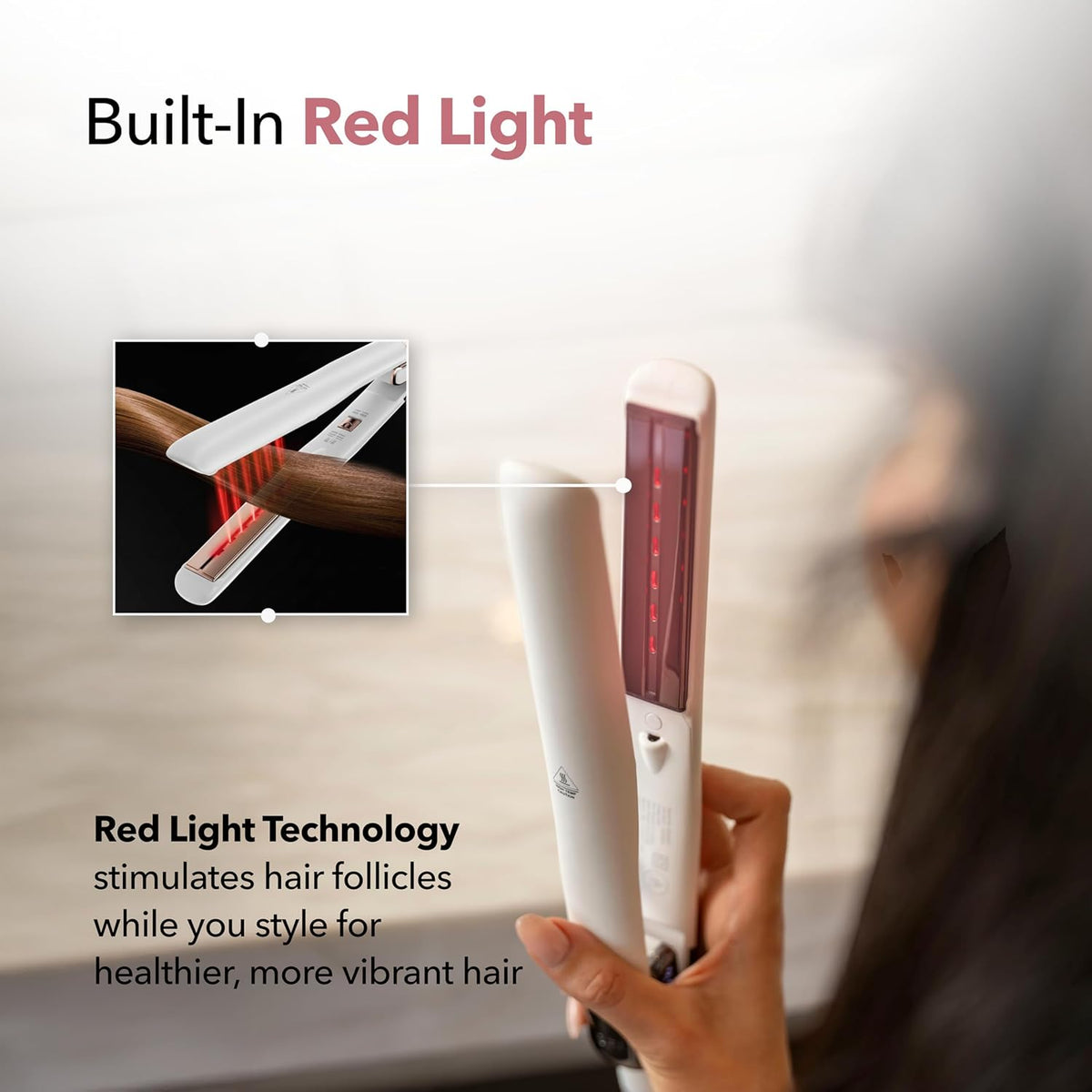 SRILabs StyleQ Flat Iron - Red Light Therapy, Titanium Graphene Plates
