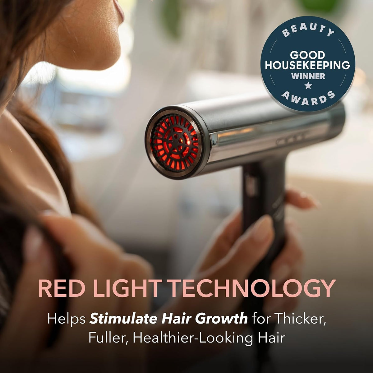⁠SRILabs DryQ Infrared Hair Dryer - Red Light, Frizz Control, Dual Voltage