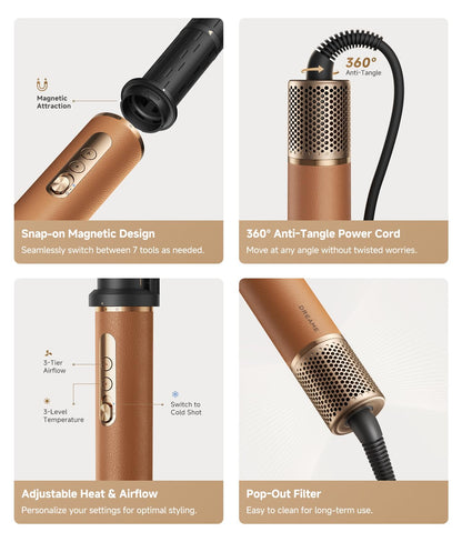 DREAME AirStyle Pro 7-in-1 High-Speed Hair Dryer & Styler with Attachments, Frizz Control, 120V