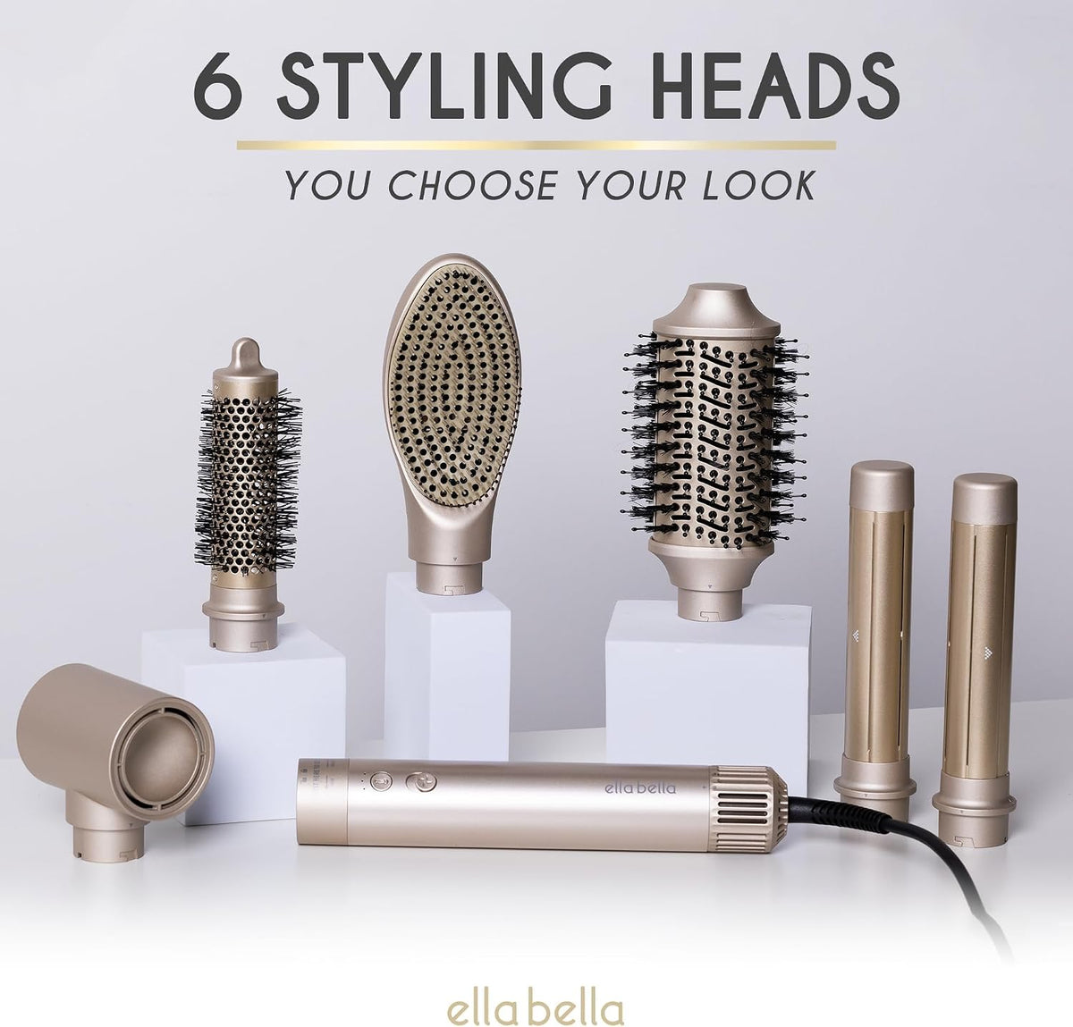 ELLA BELLA® 6 in 1 Professional Hot Air Styler & Straightener, Fast Drying