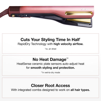 Shark SilkiPro Air Straightener & Blow Dryer, Flat Iron, Turquoise, HT400BL