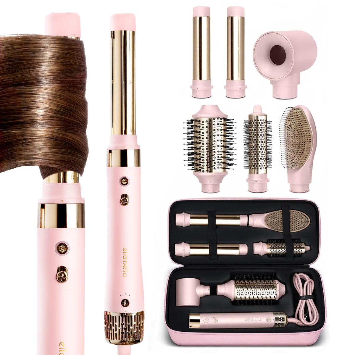 ELLA BELLA® 6 in 1 Professional Hot Air Styler & Straightener, Fast Drying