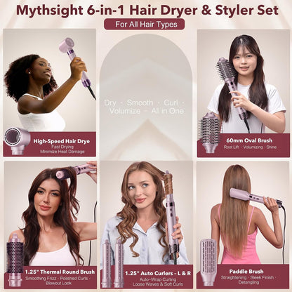 Mythsight StyleVibe 6-in-1 Air Styler with Hair Dryer & Auto-Wrap Curl L/R