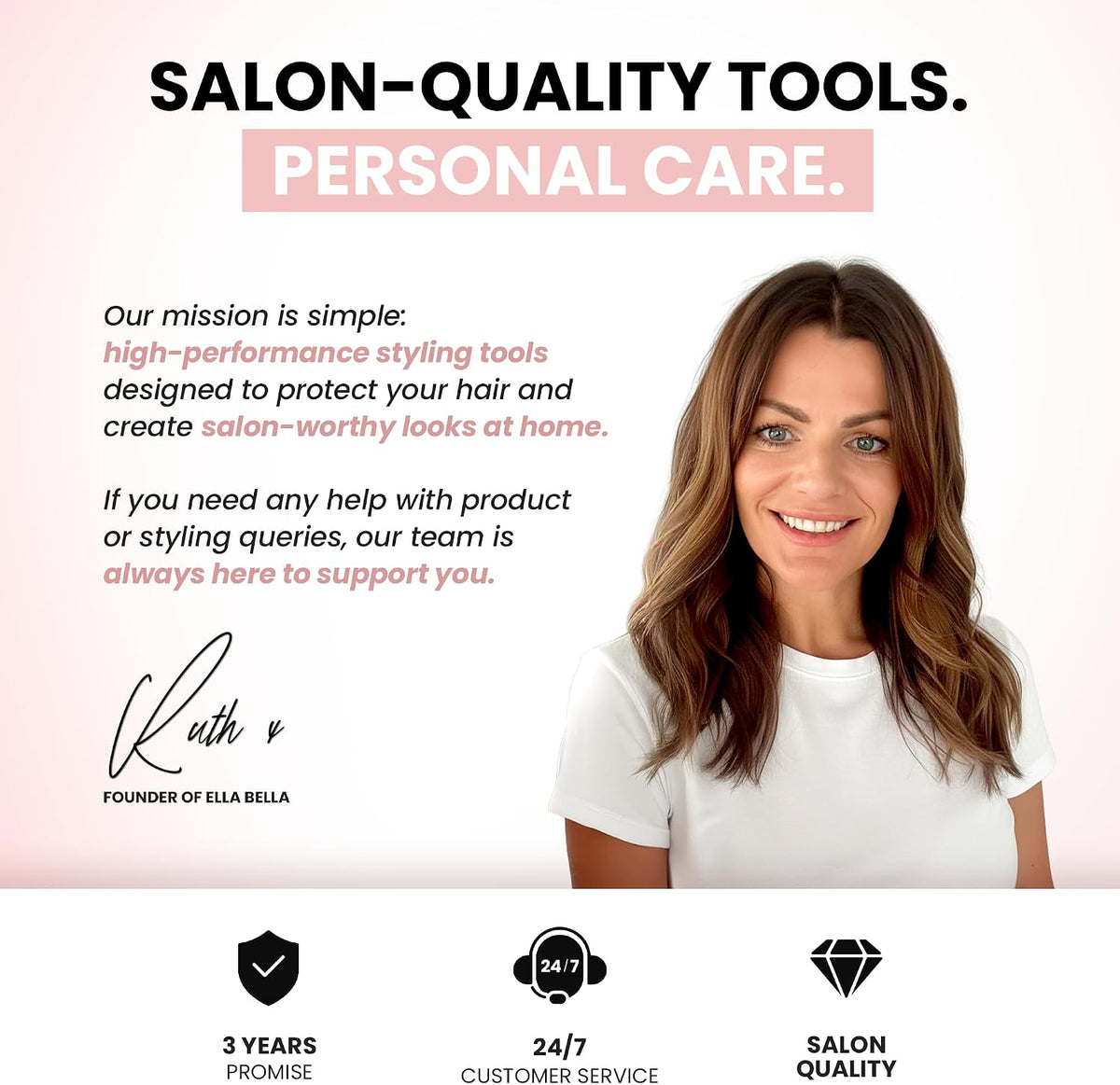 ELLA BELLA® 6 in 1 Professional Hot Air Styler & Straightener, Fast Drying