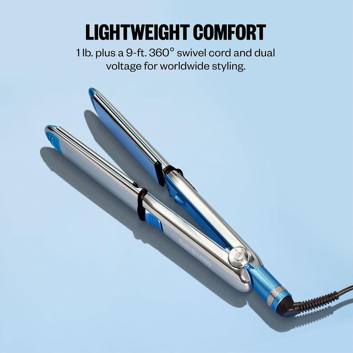 BaBylissPRO Nano Titanium Prima Ionic Hair Straightener – Professional Flat Iron & Curling Iron in One for Stylists, Pro Styling Hair Tool