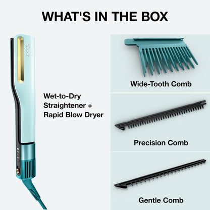 Shark SilkiPro Air Straightener & Blow Dryer, Flat Iron, Turquoise, HT400BL