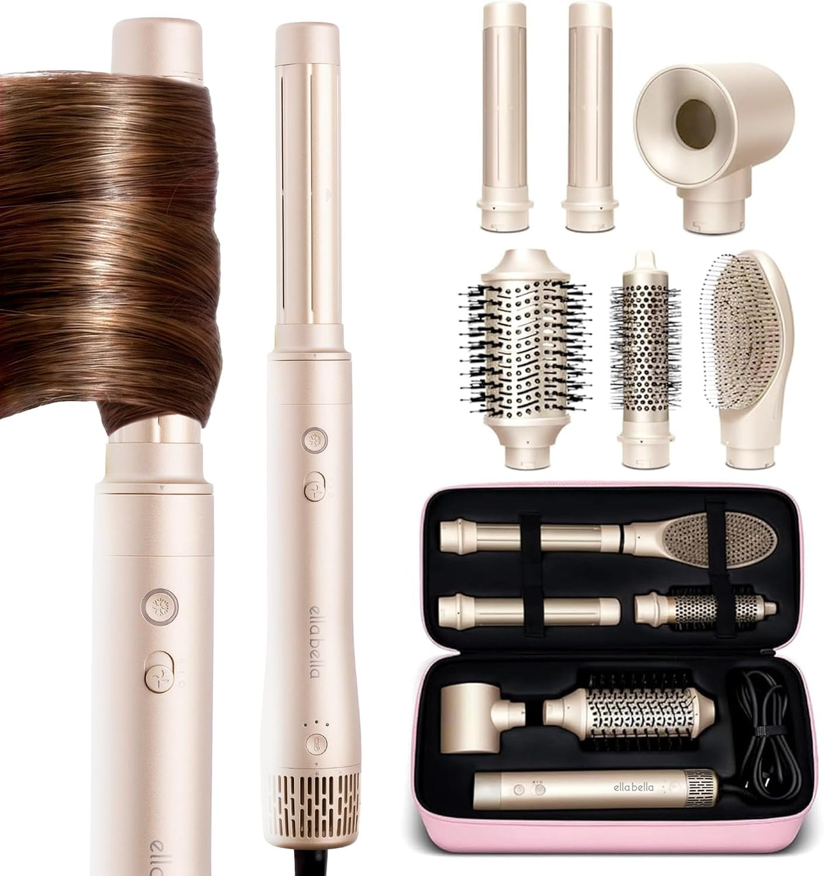 ELLA BELLA® 6 in 1 Professional Hot Air Styler & Straightener, Fast Drying