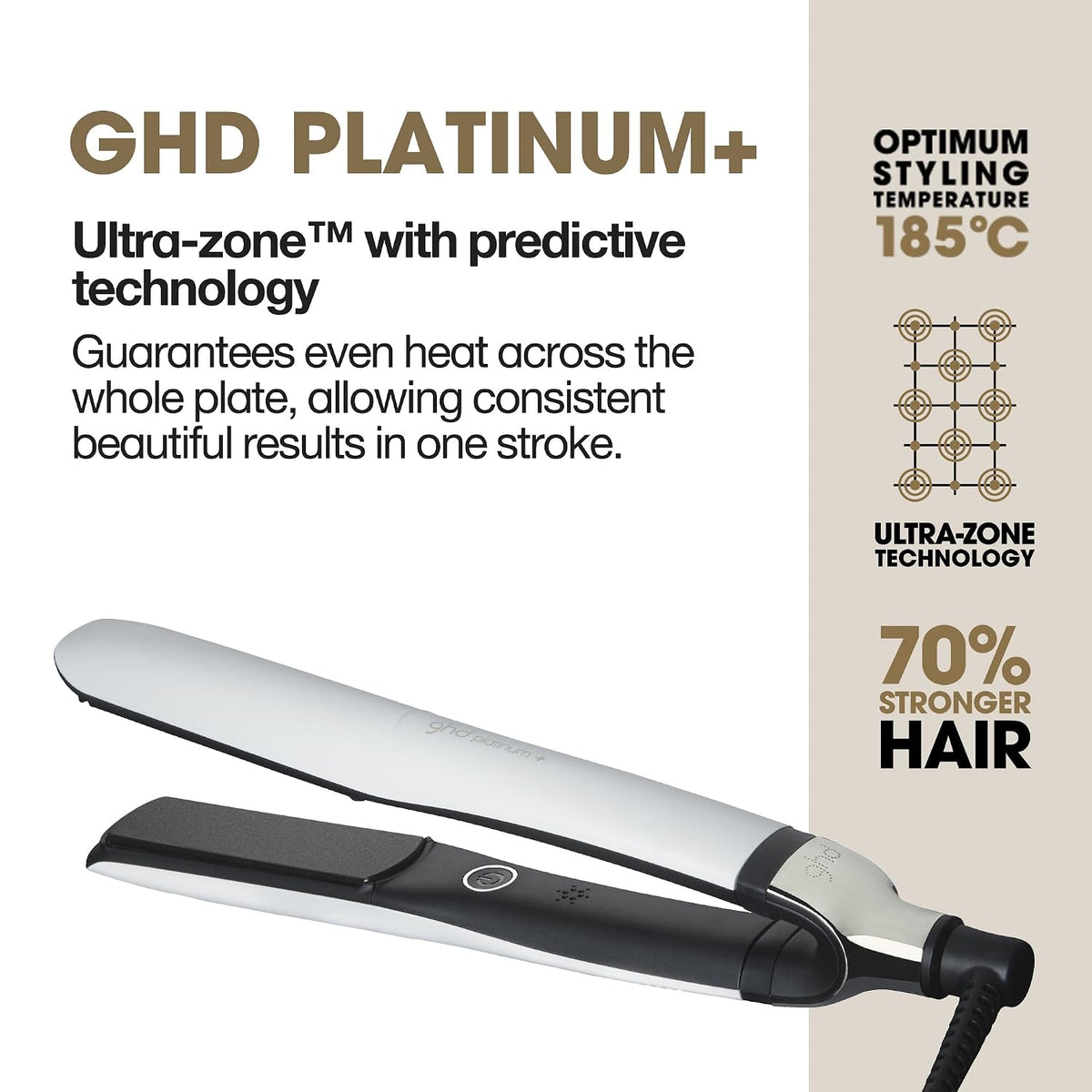 ghd Platinum+ Styler ― 1" Flat Iron Hair Straightener, Professional Ceramic Hair Styling Tool for Stronger Hair, More Shine, & More Color Protection