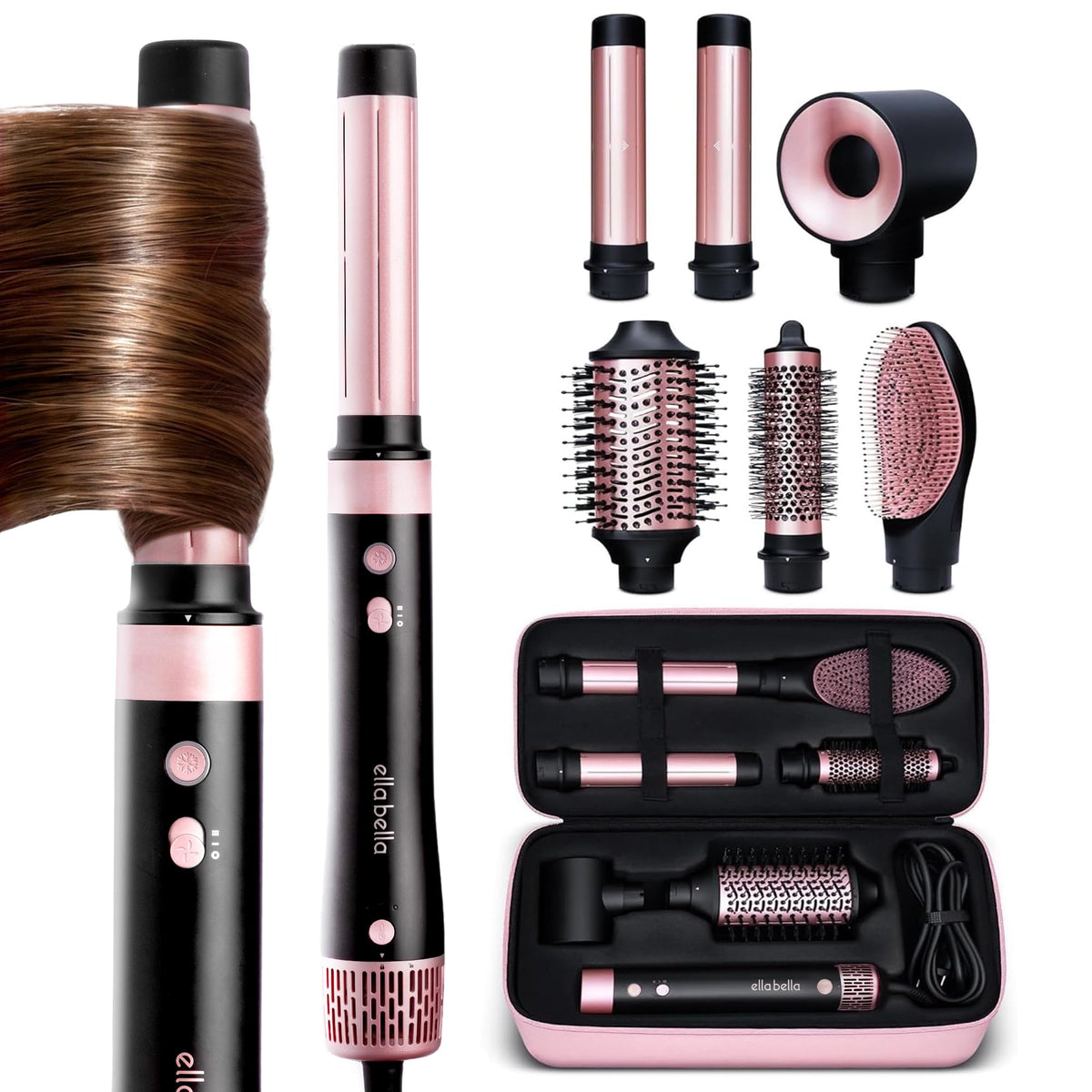 ELLA BELLA® 6 in 1 Professional Hot Air Styler & Straightener, Fast Drying