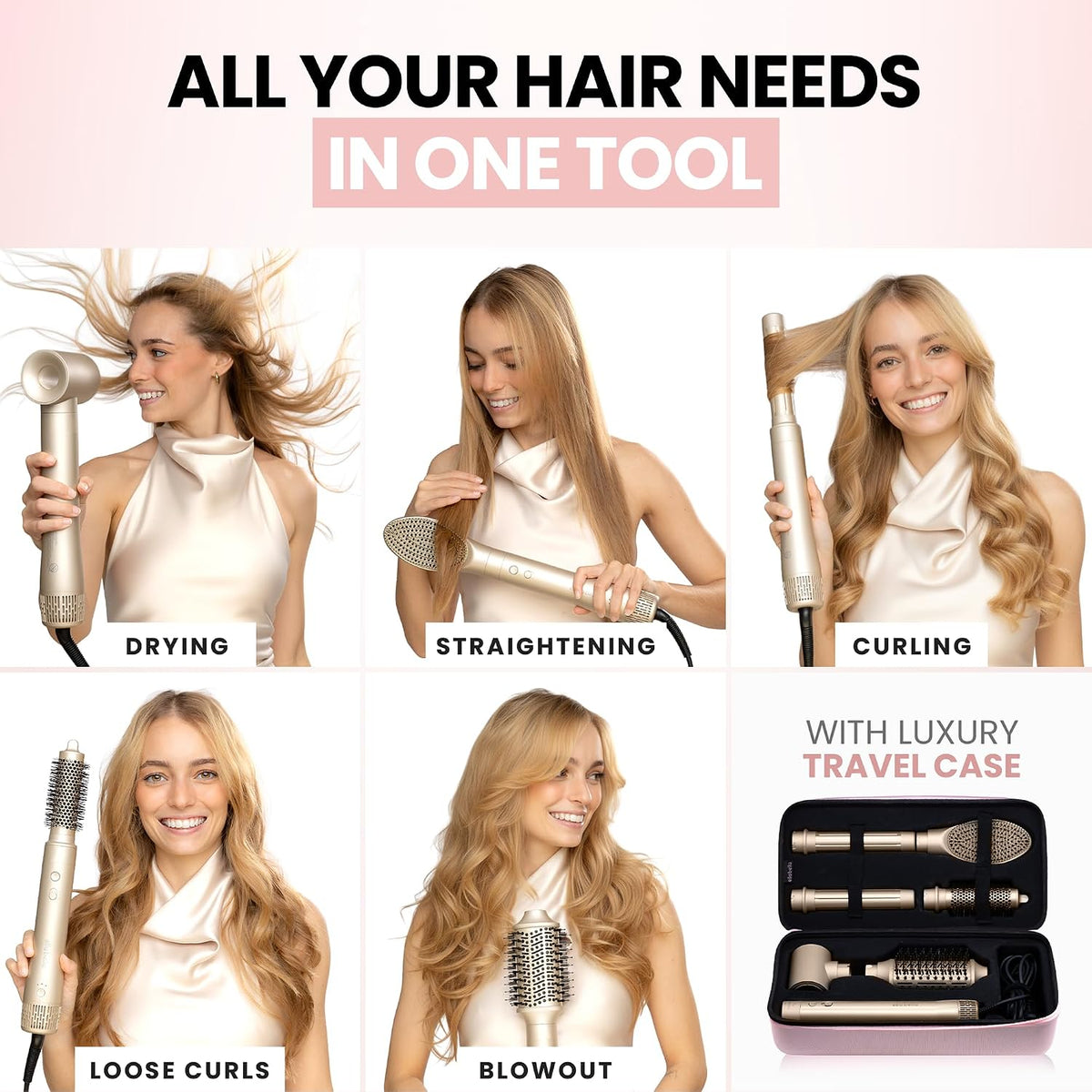 ELLA BELLA® 6 in 1 Professional Hot Air Styler & Straightener, Fast Drying