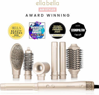 ELLA BELLA® 6 in 1 Professional Hot Air Styler & Straightener, Fast Drying