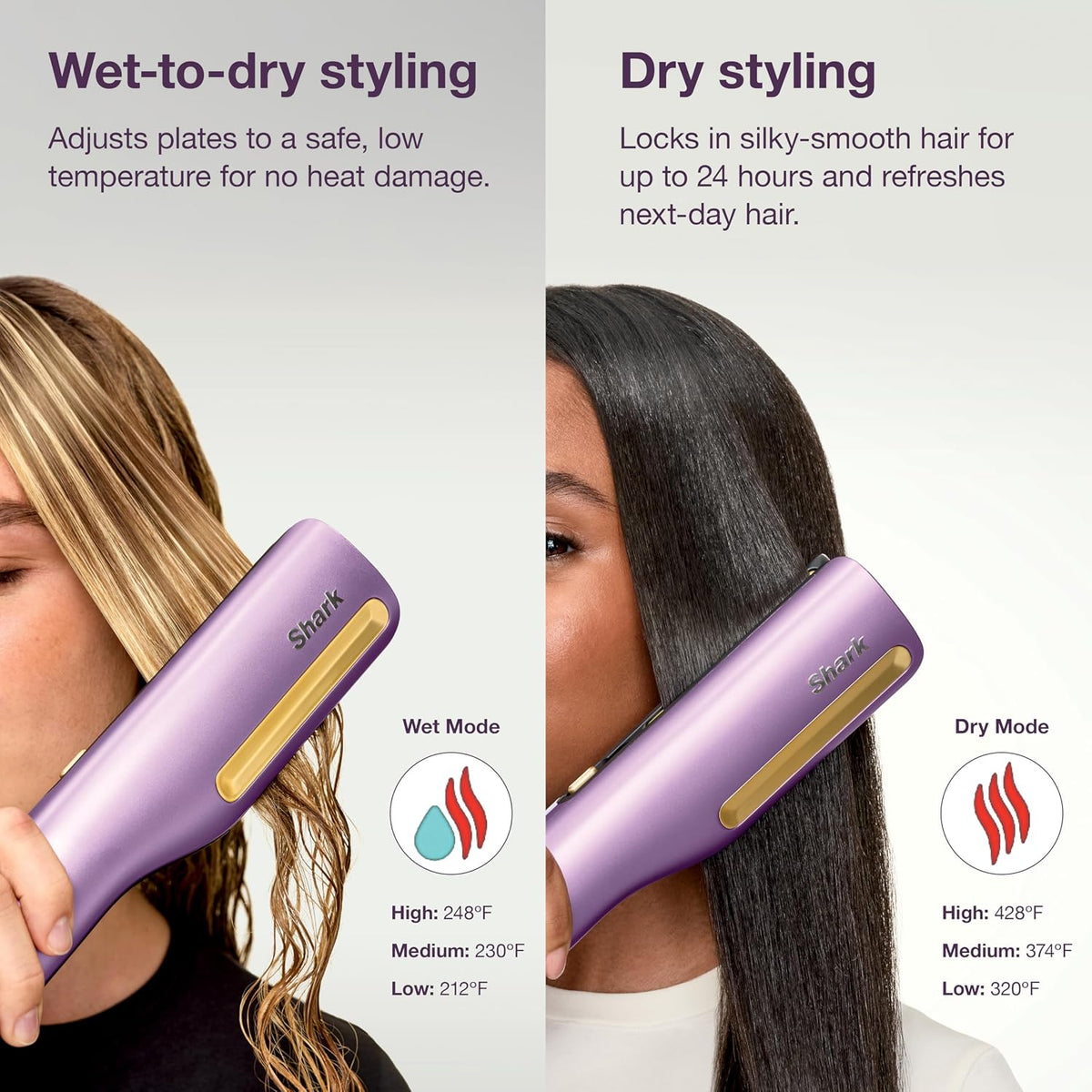 Shark SilkiPro Air Straightener & Blow Dryer, Flat Iron, Rose, HT400PK