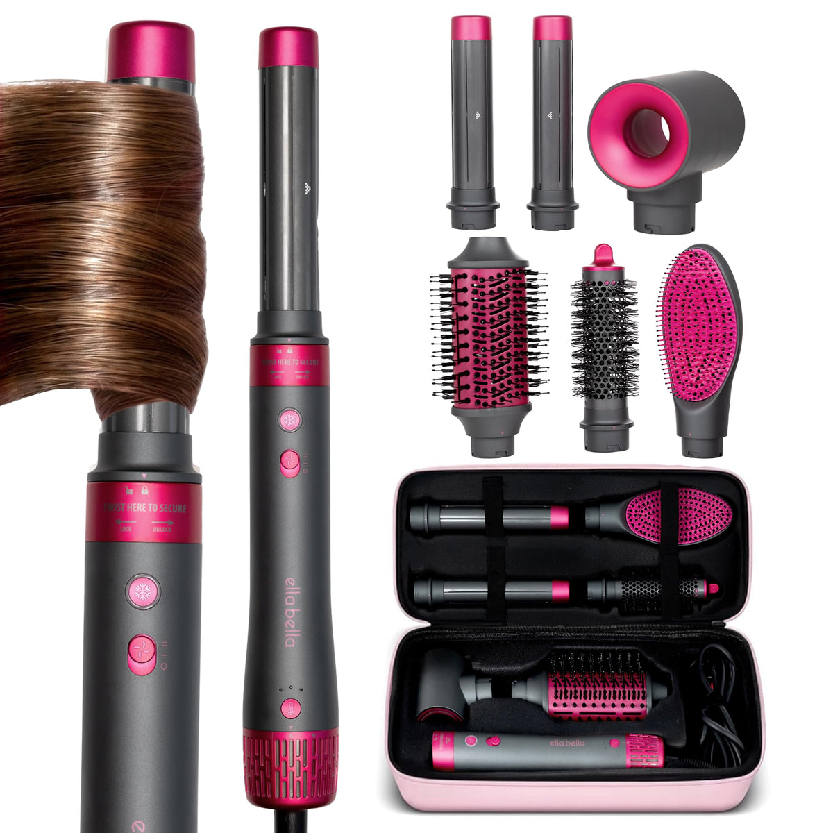 ELLA BELLA® 6 in 1 Professional Hot Air Styler & Straightener, Fast Drying