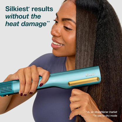 Shark SilkiPro Air Straightener & Blow Dryer, Flat Iron, Turquoise, HT400BL