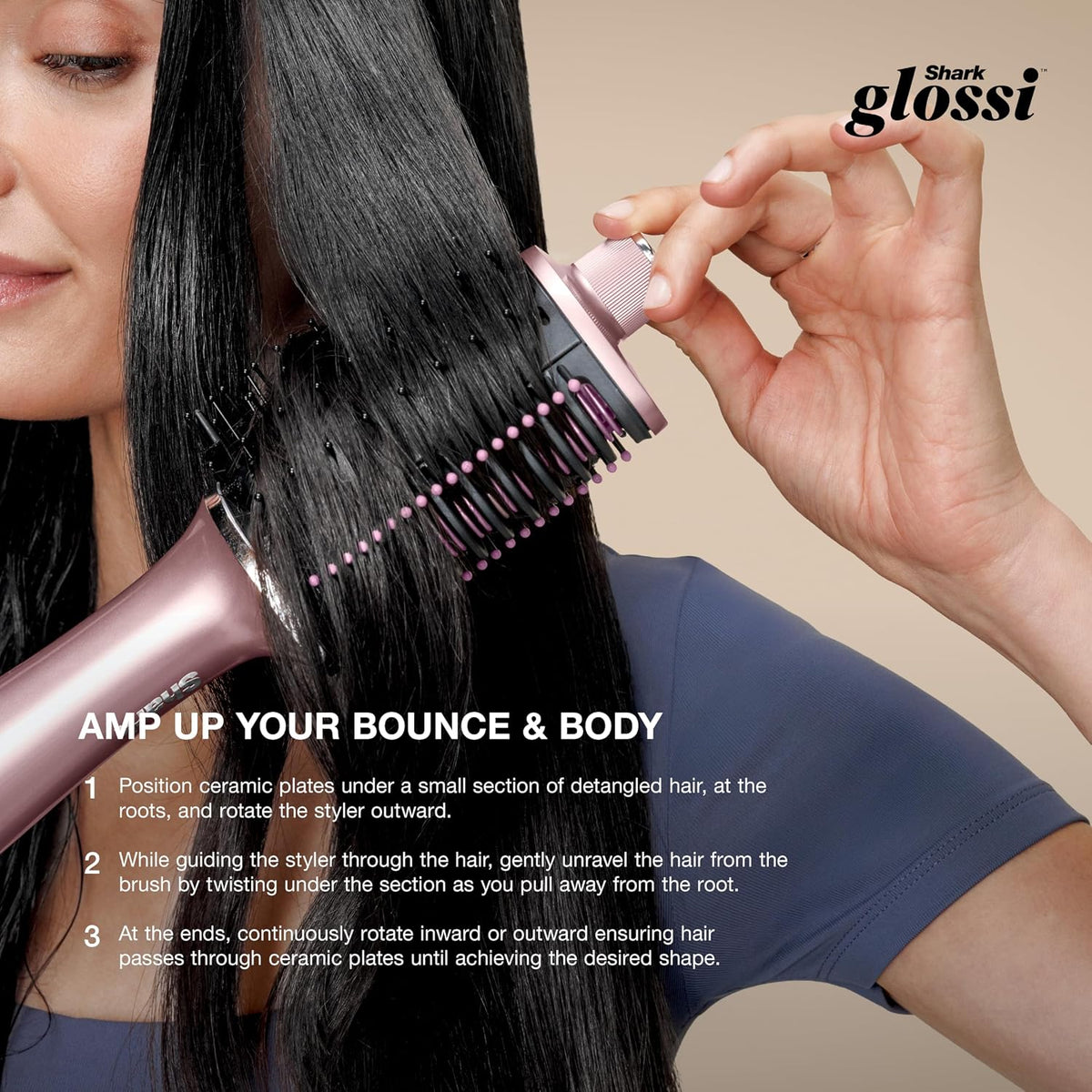 Shark Glossi 2-in-1 Hot Tool & Air Glosser, Lychee Pink, HT302PK