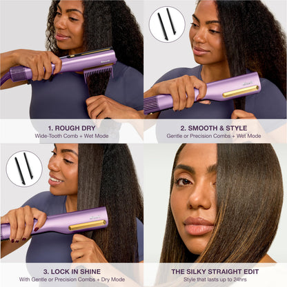 Shark SilkiPro Air Straightener & Blow Dryer, Flat Iron, Turquoise, HT400BL